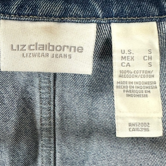 Vintage 90s Y2K Liz Claiborne Denim Blazer Size Small Jean Jacket Preppy Classic - Picture 8 of 12